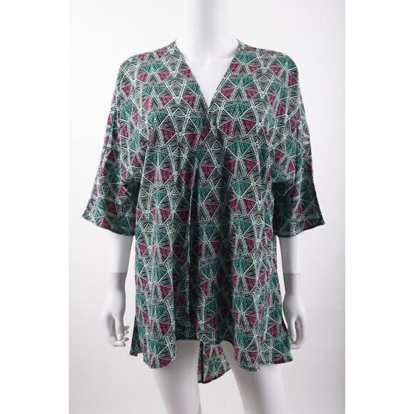 LulaRoe Womens Lindsay Kimono Swim Coverup Shawl S 0-2-4-6-8 Triangle Print - Picture 1 of 6